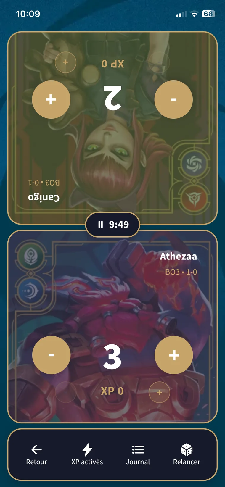 Match tracking screen