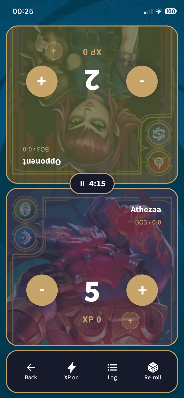 Match tracking screen